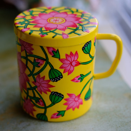 Lotus Blooms - Hand Painted Double Walled Insulated Mugs