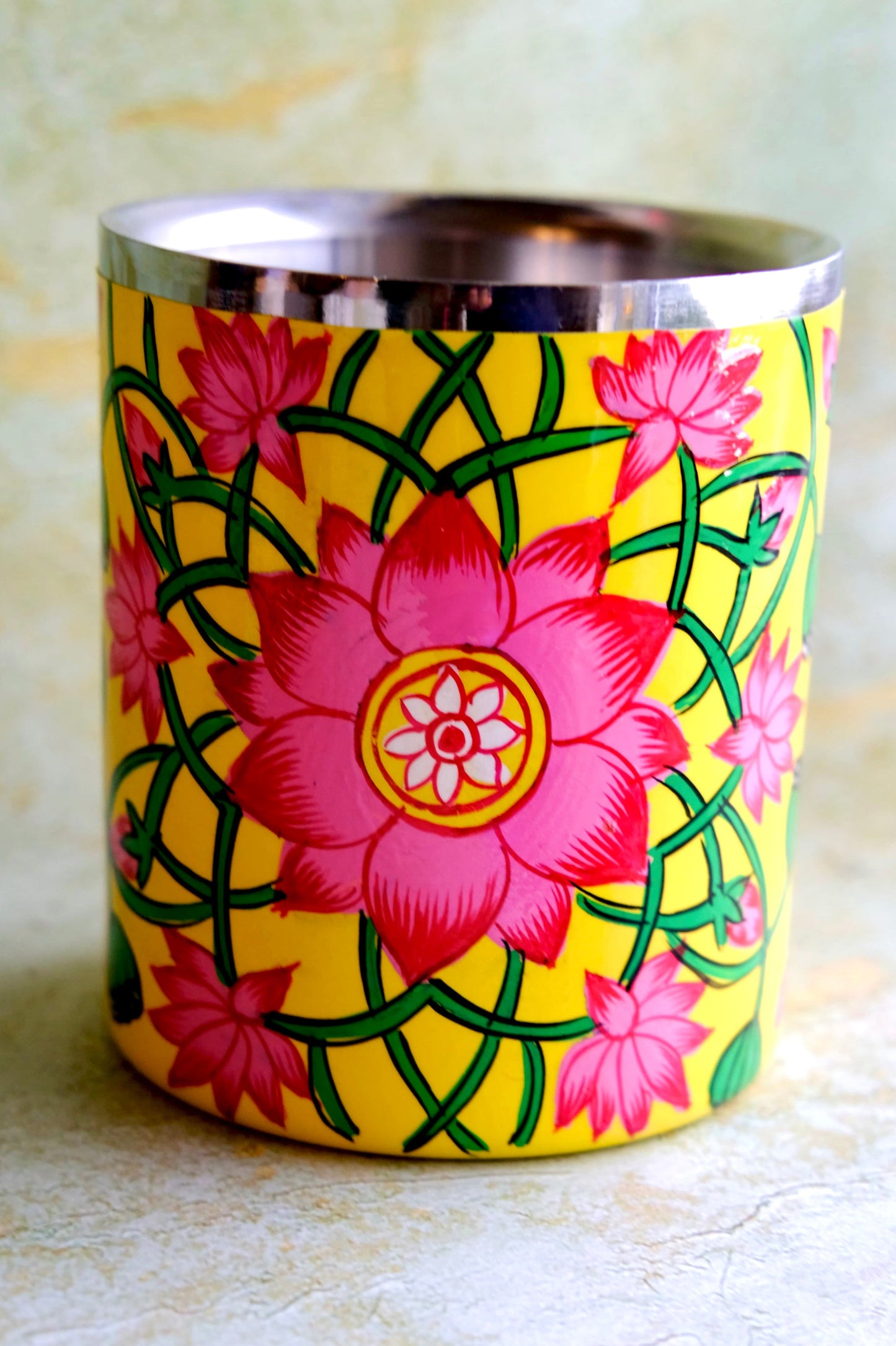 Lotus Blooms - Hand Painted Double Walled Insulated Mugs