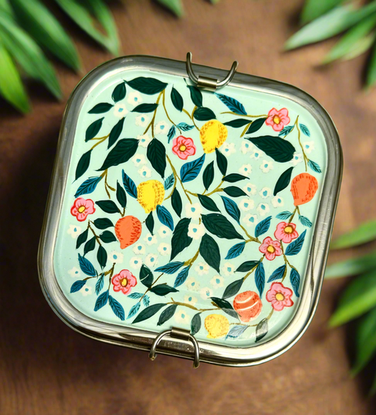 Lemon Skies - Hand Painted Stainless Steel Lunchbox