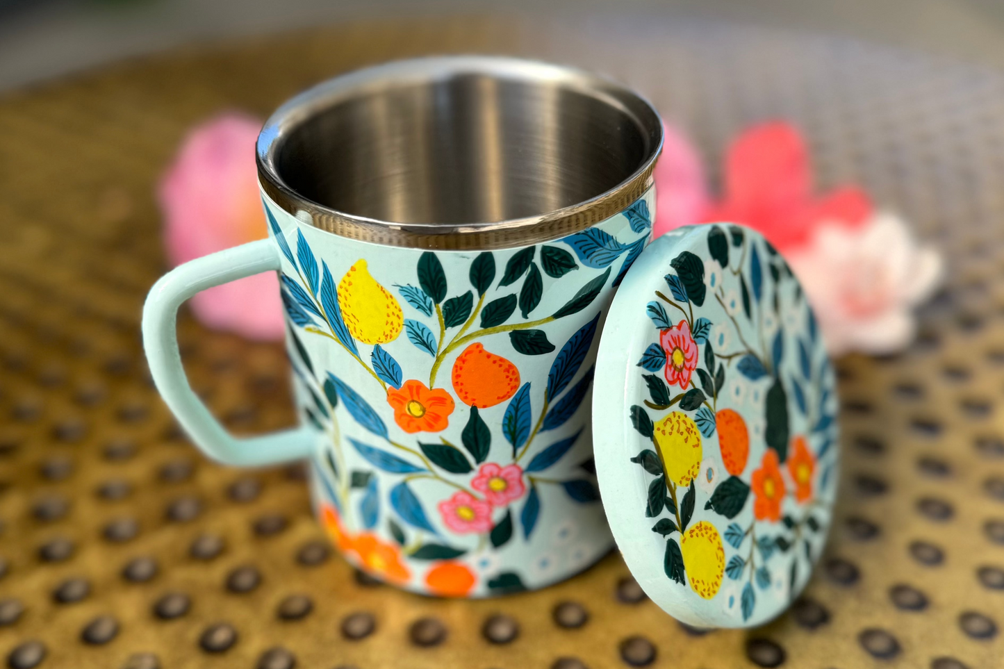 Lemon Skies - Hand Painted Double Walled Insulated Mugs