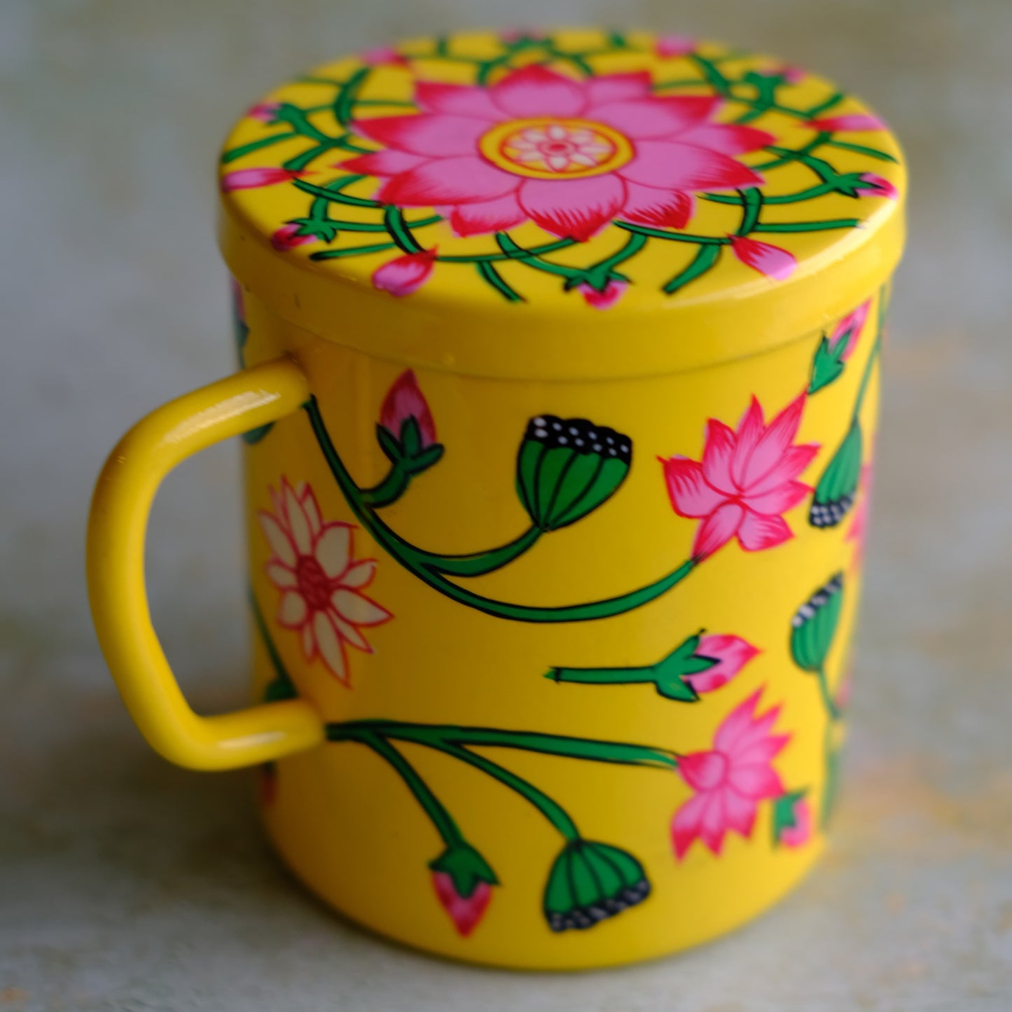 Lotus Blooms - Hand Painted Double Walled Insulated Mugs