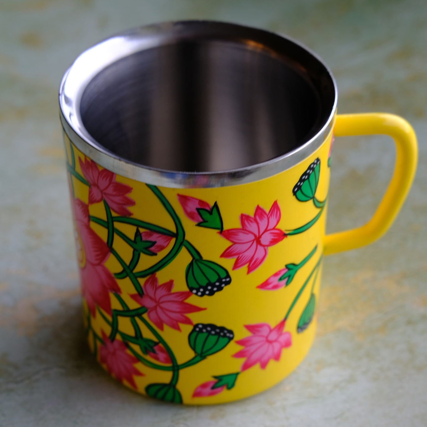 Lotus Blooms - Hand Painted Double Walled Insulated Mugs